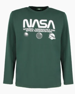 NASA - MAGLIA MANICA LUNGA VERDE DA UOMO CON LOGO