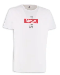 NASA - Tshirt bianca da uomo con logo frontale -  JL052521
