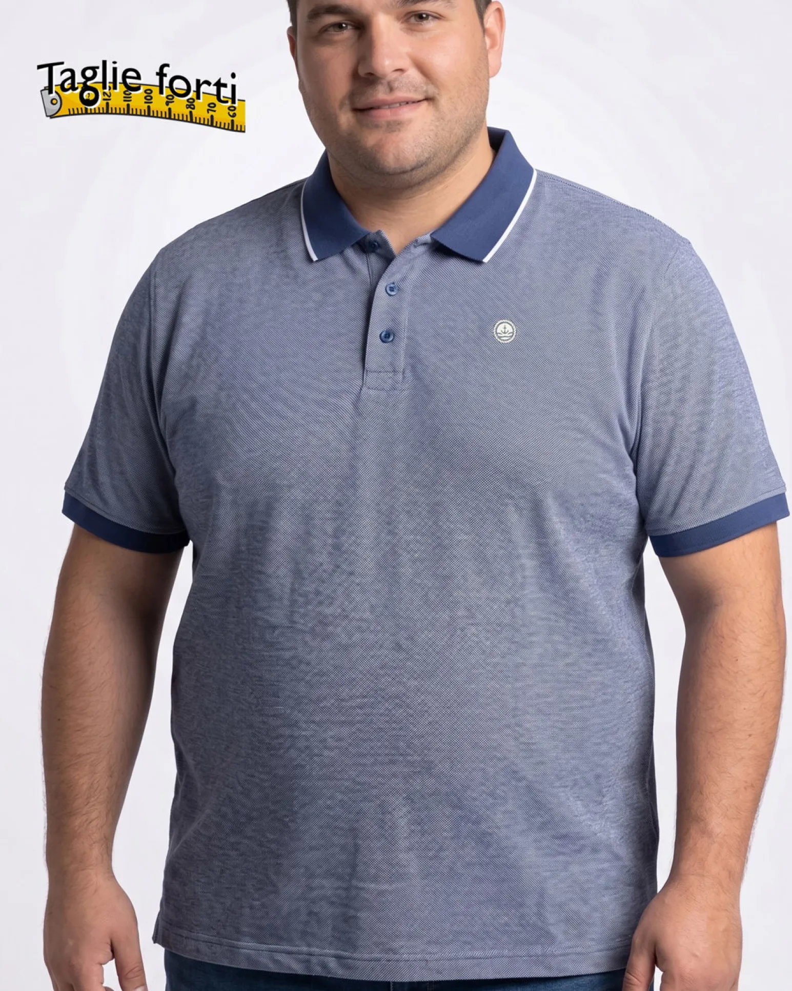 NAVY SAIL - Polo over manica corta denim
