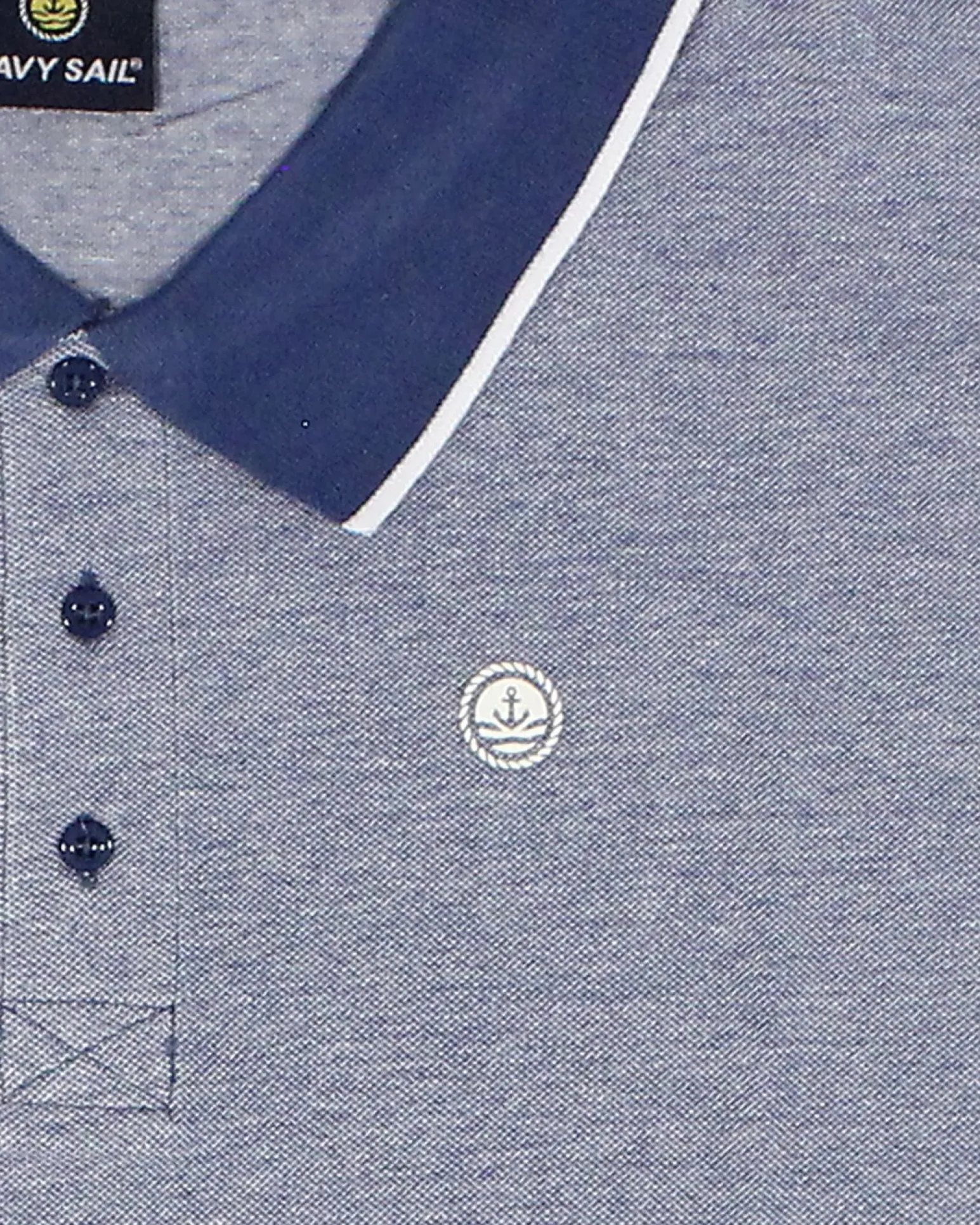 NAVY SAIL - Polo over manica corta denim