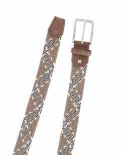 NAZARENO GABRIELLI - Cinta beige intrecciata ed elasticizzata da uomo
