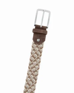NAZARENO GABRIELLI - Cinta beige intrecciata ed elasticizzata da uomo