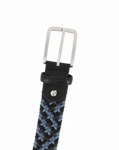 NAZARENO GABRIELLI - Cinta nera/blu intrecciata ed elasticizzata da uomo