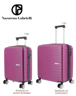 NAZARENO GABRIELLI - TROLLEY BORDEAUX IN ABS 4 RUOTE