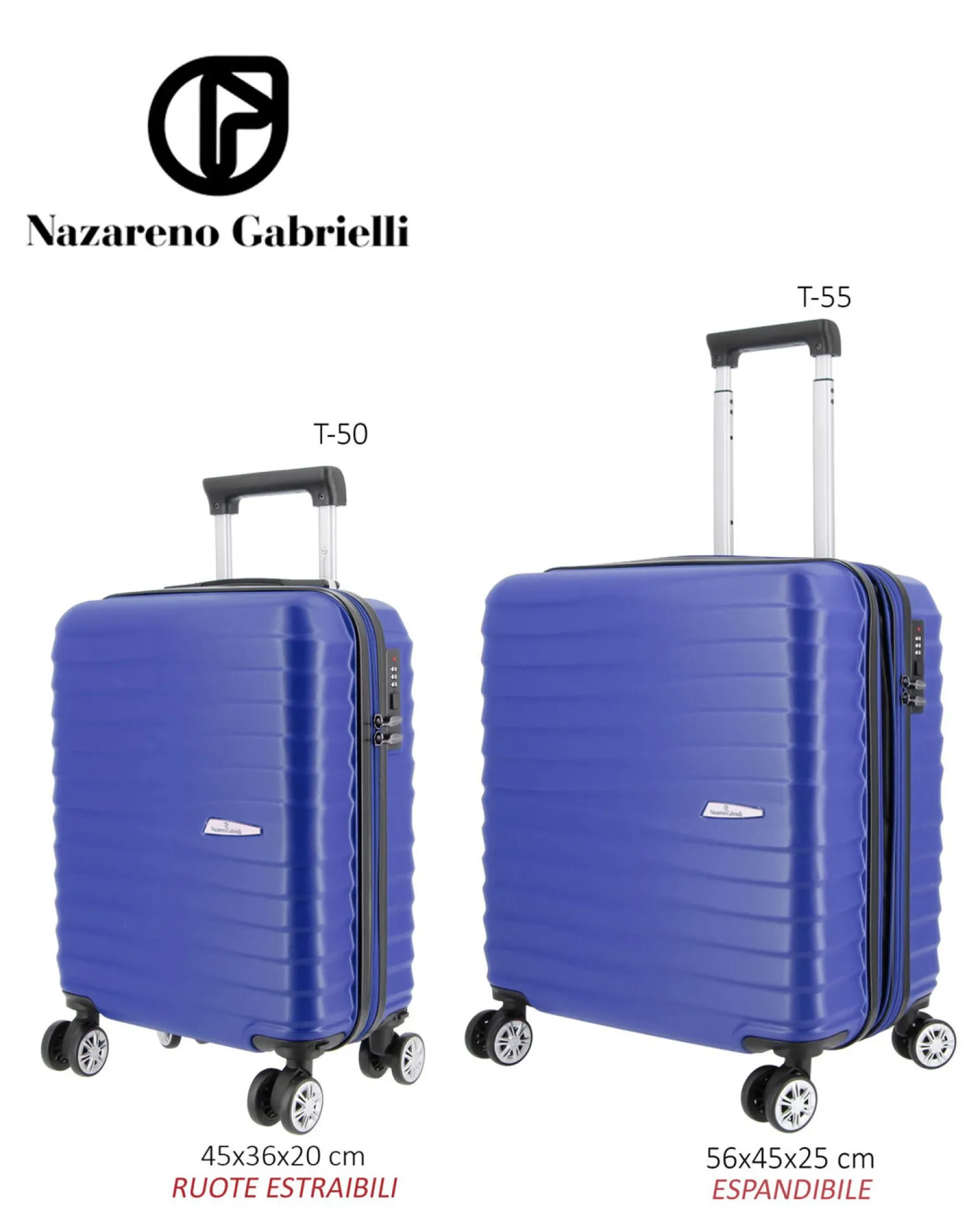NAZARENO GABRIELLI - TROLLEY BLU IN ABS 4 RUOTE