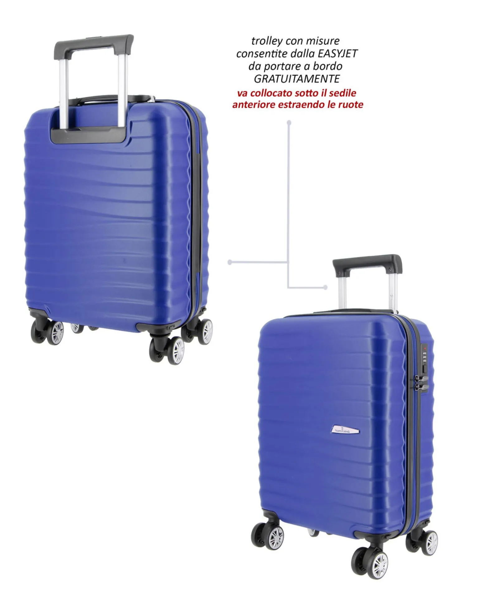 NAZARENO GABRIELLI - TROLLEY BLU IN ABS 4 RUOTE