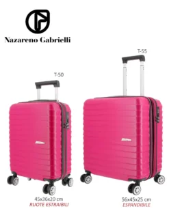 NAZARENO GABRIELLI - TROLLEY FUXIA IN ABS 4 RUOTE