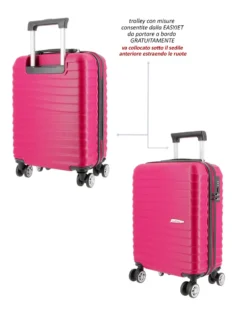 NAZARENO GABRIELLI - TROLLEY FUXIA IN ABS 4 RUOTE