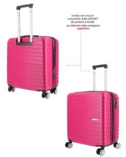 NAZARENO GABRIELLI - TROLLEY FUXIA IN ABS 4 RUOTE