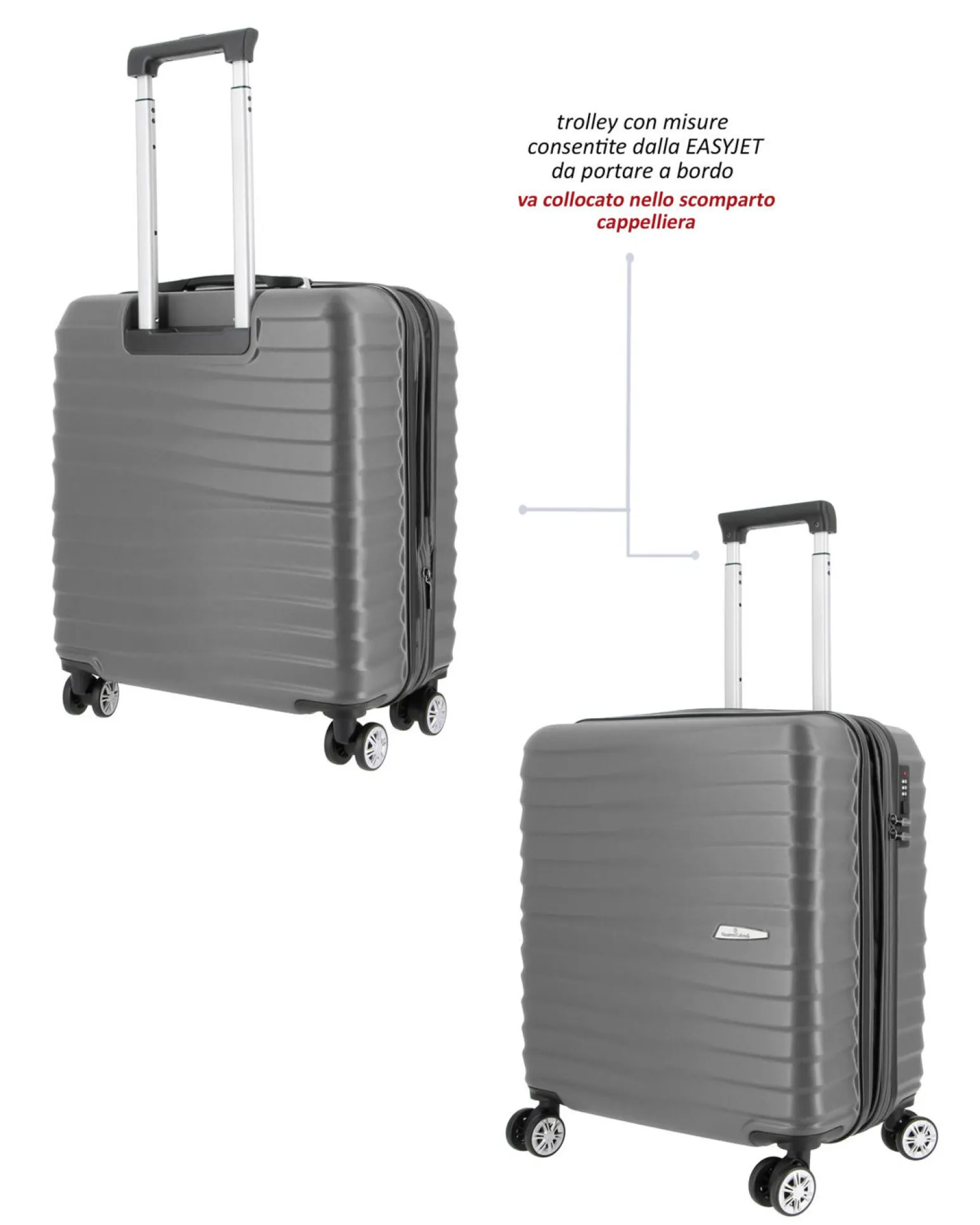 NAZARENO GABRIELLI - TROLLEY GRIGIO IN ABS 4 RUOTE