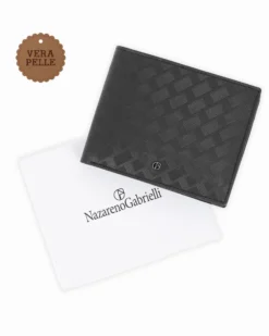 NAZZARENO GABRIELLI - Portafoglio nero da uomo in VERA PELLE
