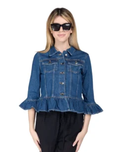 NEON&NYLON - Giubbino jeans Frill blue denim