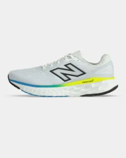 NEW BALANCE - SCARPA DA RUNNING FRESH FOAM EVOZ V4 BIANCA CON DETTAGLI GIALLO FLUO E BLU  DA UOMO, MEVOZ2AM