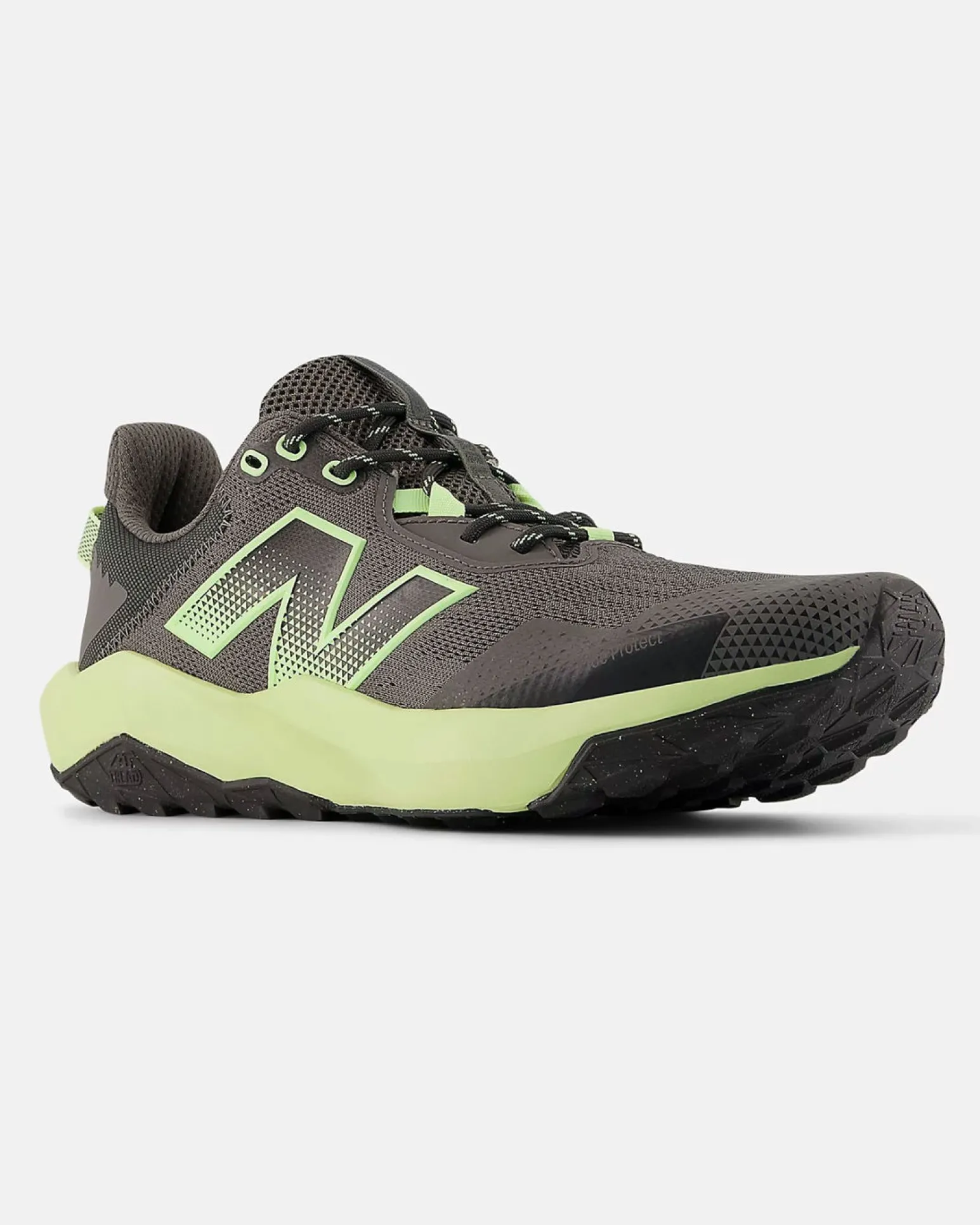 NEW BALANCE - SCARPA DA RUNNING TRAIL NITREL V6 GRIGIA CON DETTAGLI VERDE FLUO DA UOMO, MNTR2MD