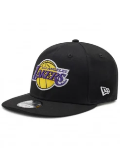NEW ERA - Cappello a visiera piatta nero con logo Lakers - 9 FIFTY