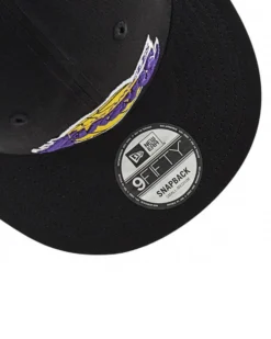 NEW ERA - Cappello a visiera piatta nero con logo Lakers - 9 FIFTY