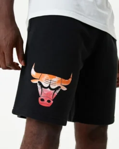 NEW ERA - Pantaloni corti neri con logo Chicago Bulls