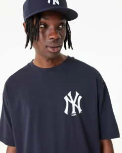 NEW ERA - T shirt oversize da uomo blu scuro con logo bianco