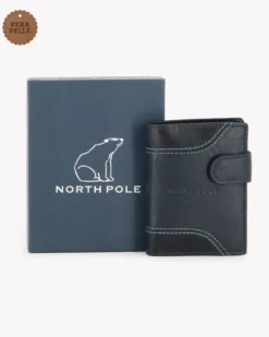 NORTH POLE - Portafoglio blu da uomo in VERA PELLE
