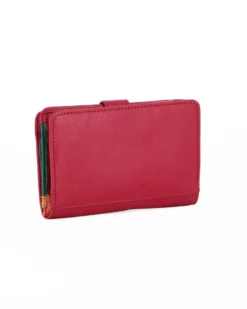 NORTH POLE - Portafoglio rosso in VERA PELLE da donna con pattina