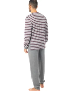 NOTTI MAGICHE - Pigiama da uomo grigio a strisce modello ABRAMO, MADE IN ITALY