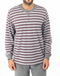 NOTTI MAGICHE - Pigiama da uomo grigio a strisce modello ABRAMO, MADE IN ITALY