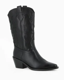 NUA' - Stivale texano nero con zip laterale, tacco 6CM