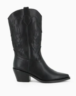 NUA' - Stivale texano nero con zip laterale, tacco 6CM