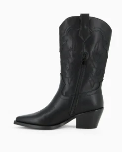 NUA' - Stivale texano nero con zip laterale, tacco 6CM