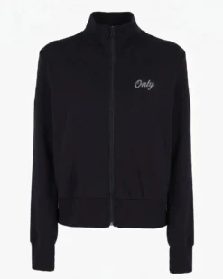 ONLY - FELPA FULL ZIP NERA CON LOGO STRASS DA DONNA, 10107