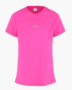 ONLY -  T-SHIRT MEZZA MANICA FUXIA DA DONNA CON  LOGO STRASS -  10126