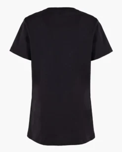 ONLY -  T-SHIRT MEZZA MANICA NERA DA DONNA CON  LOGO STRASS -  10124