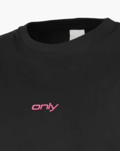 ONLY - T-SHIRT MEZZA MANICA NERA CON DETTAGLI FUXIA DA DONNA  -  10100