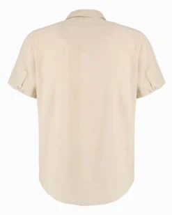 ON SPIRIT - Camica mezza manica collo classico beige lino-viscosa