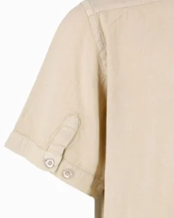 ON SPIRIT - Camica mezza manica collo classico beige lino-viscosa