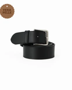 ON SPIRIT - Cinta nera in VERA PELLE - MADE IN ITALY