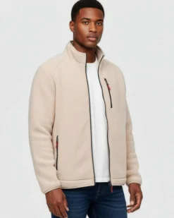 ON SPIRIT - GIACCA IN SHERPA UOMO BEIGE FULL ZIP- BORGHY