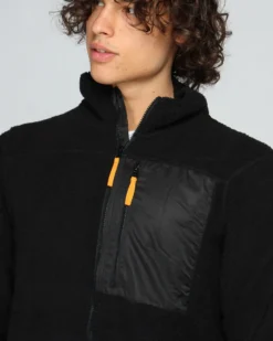 ON SPIRIT - Giacca sherpa da uomo nera in pile con zip frontale - ANTONIO