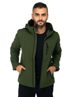 ON SPIRIT - GIACCA VERDE IN SOFTSHELL CON CAPPUCCIO DA UOMO AU01953