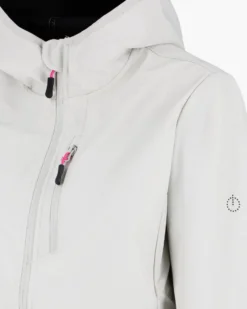 ON SPIRIT - GIUBBINO CON CAPPUCCIO SOFTSHELL DONNA BIANCO PERLA  CON DETTAGLI NERI E FUXIA - ADELITA