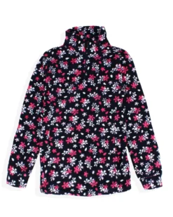 ON SPIRIT - Micropile da bambina blu con fantasia floreale e mezza zip frontale - GRACE