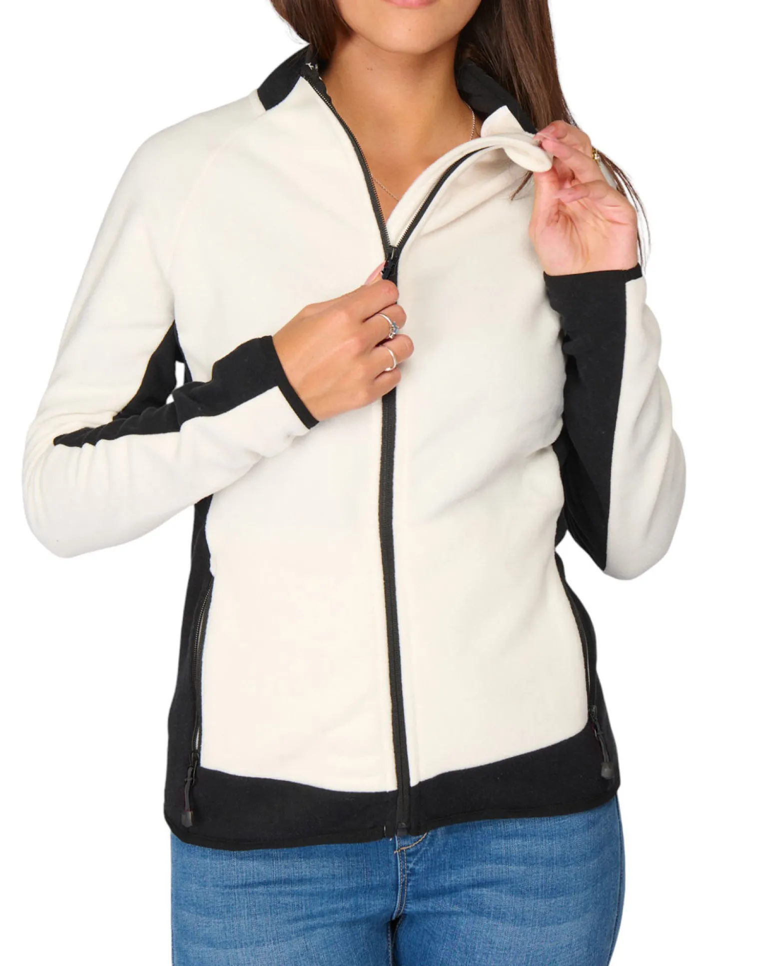 ON SPIRIT - MICROPILE DONNA FULL ZIP BIANCO E NERO - AGNESE