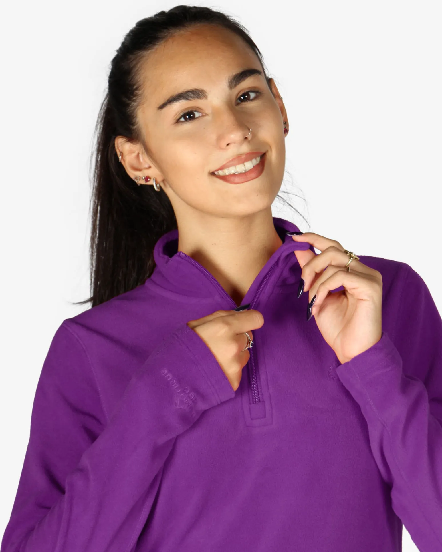 ON SPIRIT - MICROPILE DONNA MEZZA ZIP VIOLA - VALENTINA