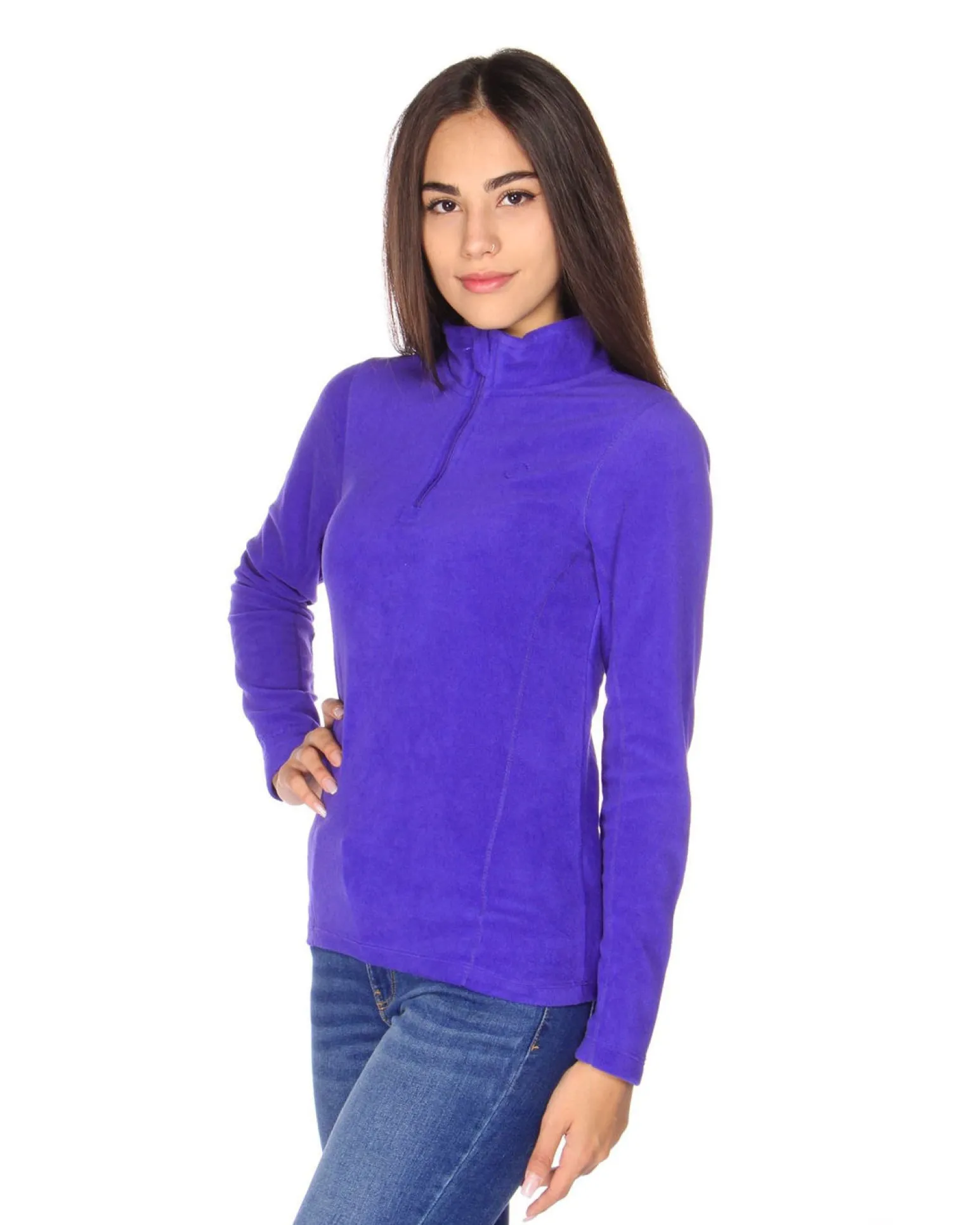 ON SPIRIT - MICROPILE DONNA MEZZA ZIP VIOLA - VALENTINA
