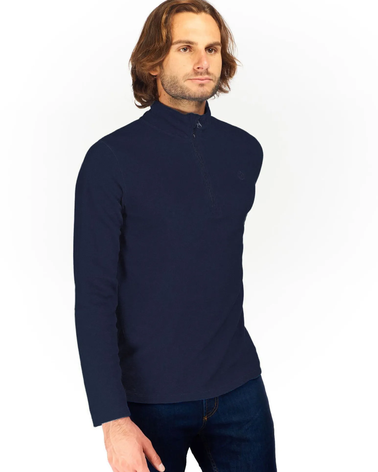 ON SPIRIT - MICROPILE UOMO MEZZA ZIP BLU SCURO - VITTORIO