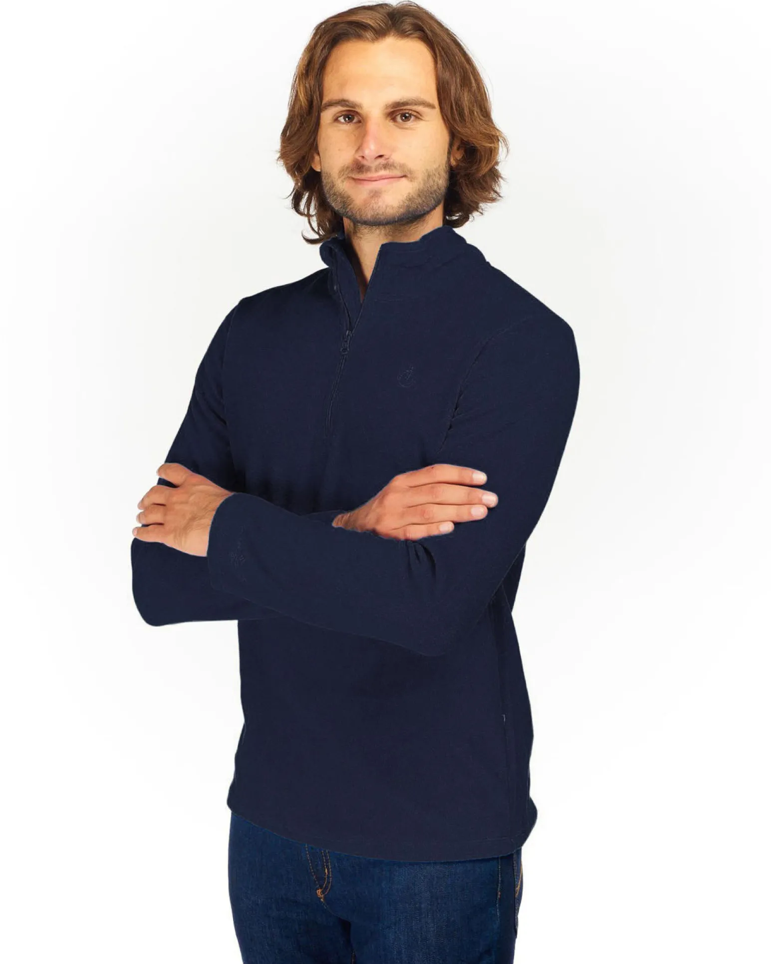 ON SPIRIT - MICROPILE UOMO MEZZA ZIP BLU SCURO - VITTORIO