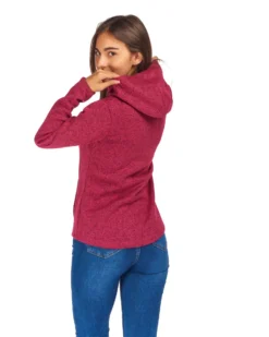 ON SPIRIT - Pile da donna fuchsia melange con cappuccio e zip frontale - LORETTA