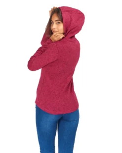 ON SPIRIT - Pile da donna fuchsia melange con cappuccio e zip frontale - LORETTA