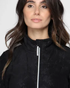ON SPIRIT - Pile da donna nero con fantasia floreale e zip frontale