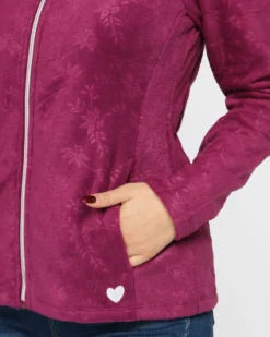 ON SPIRIT - Pile da donna viola con fantasia floreale e zip frontale